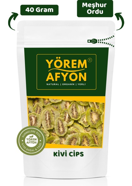 Yörem Afyon Meşhur Ordu Güneşte Kurutulmuş %100 Meyve Katkısız Şekersiz Vegan Kivi Cips | 40GR.