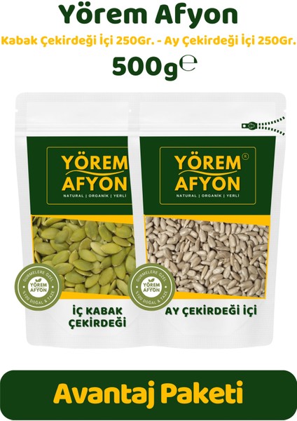 Yörem Afyon Yörelerine Özgü Hasat Diyet Dostu Vegan Tuzsuz Çiğ Iç Çekirdek Avantajlı Set | 500GR.