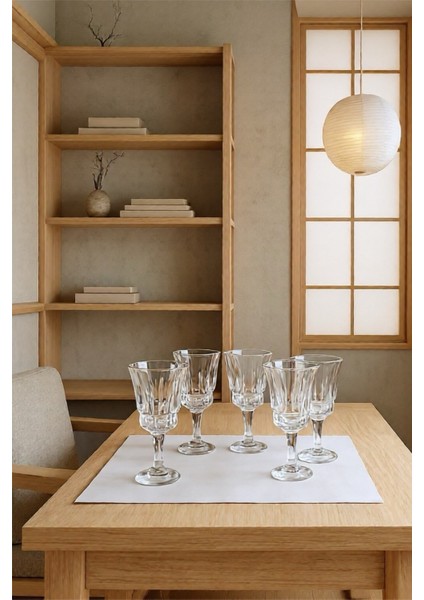 Desenli Ayaklı Kahve Yanı Bardak-Mini Kadeh-Meşrubat Bardağı 6 Adet