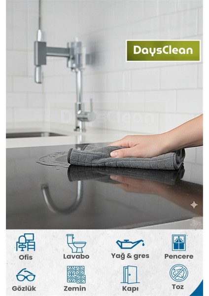6'lı Mikrofiber Temizlik Bezi | Mutfak Cam Araba Temizlik Bezi | 40X40 | Leke ve Koku Yapmaz indirimleri
