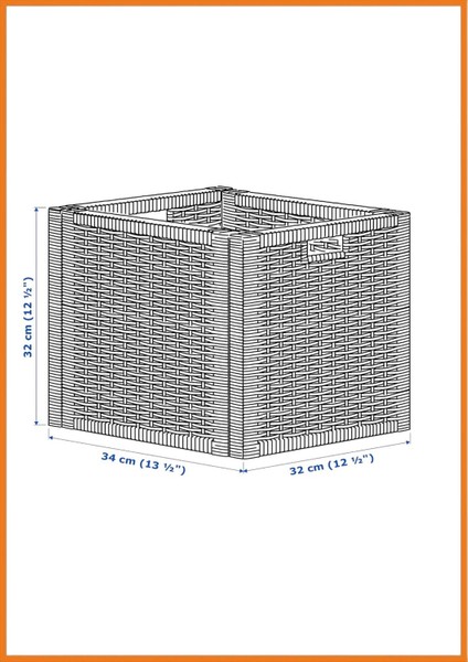 Sepet Hasır Rattan El Dokuma Kulplu Doğal Malzeme Eşya Kitap Oyuncak Saklama Kutusu 32 x 34 x 32 cm Kahverengi fiyatları