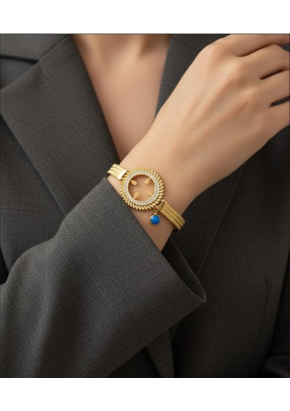 Çeyrek Uyumlu Takılan Altın Rengi Çelik Kararmaz Kelepçe SNS103898 fiyatları