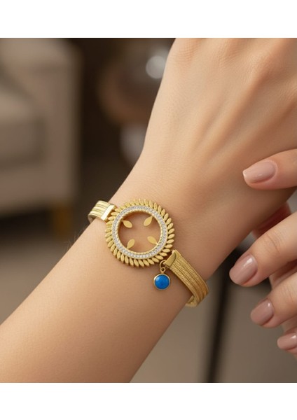 Çeyrek Uyumlu Takılan Altın Rengi Çelik Kararmaz Kelepçe SNS103898 modelleri