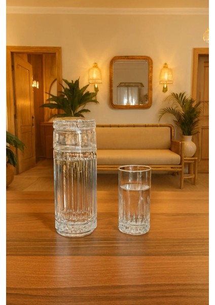 Sürahi ve 6 Adet Kristal Büyük Su Bardağı Seti