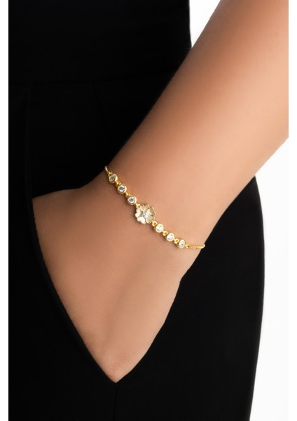 Kardelen 18 Ayar Sarı Altın Kaplama Ayarlanabilir Gümüş Bileklik fiyatları