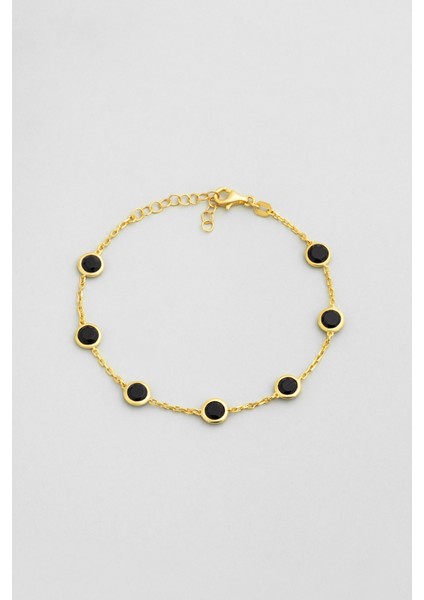 Glowy 18 Ayar Sarı Altın Kaplama 19 cm Gümüş Bileklik