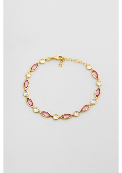 Melody 18 Ayar Sarı Altın Kaplama 20 cm Gümüş Bileklik