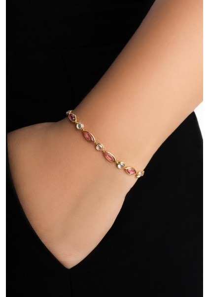 Melody 18 Ayar Sarı Altın Kaplama 20 cm Gümüş Bileklik fiyatları