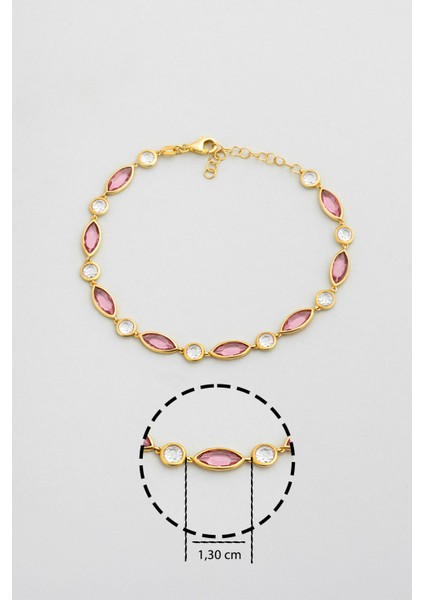 Melody 18 Ayar Sarı Altın Kaplama 20 cm Gümüş Bileklik modelleri