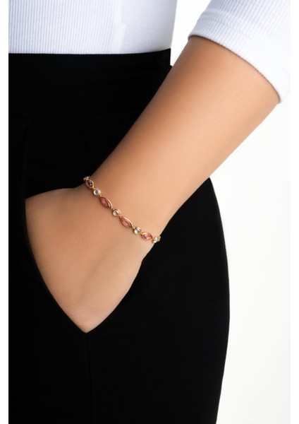 Melody 18 Ayar Sarı Altın Kaplama 20 cm Gümüş Bileklik fırsatları