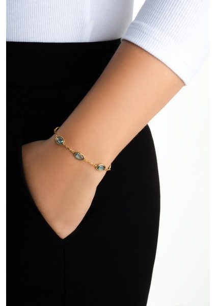 Harmony 18 Ayar Sarı Altın Kaplama 20 cm Gümüş Bileklik fırsatları