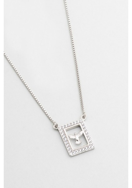 Anka Kuşu 18 Ayar Beyaz Altın Kaplama 45 cm Gümüş Minimal Kolye indirimleri