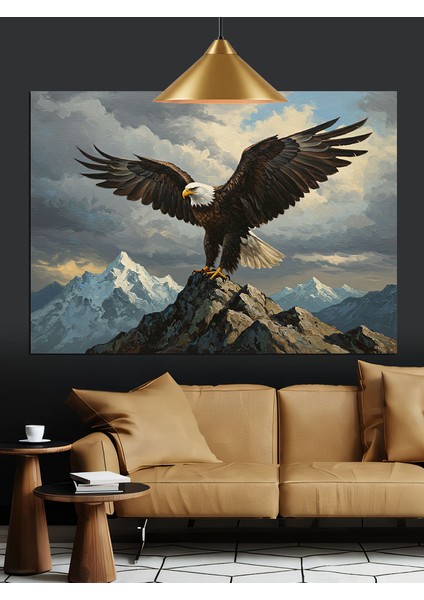 Uçan Kartal Gökyüzü Manzarası Dekoratif Kanvas - Mdf Ahşap Tablo