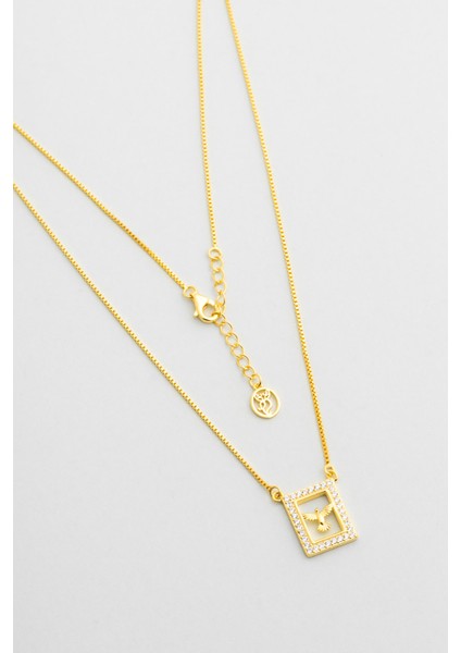 Anka Kuşu 18 Ayar Sarı Altın Kaplama 45 cm Gümüş Minimal Kolye