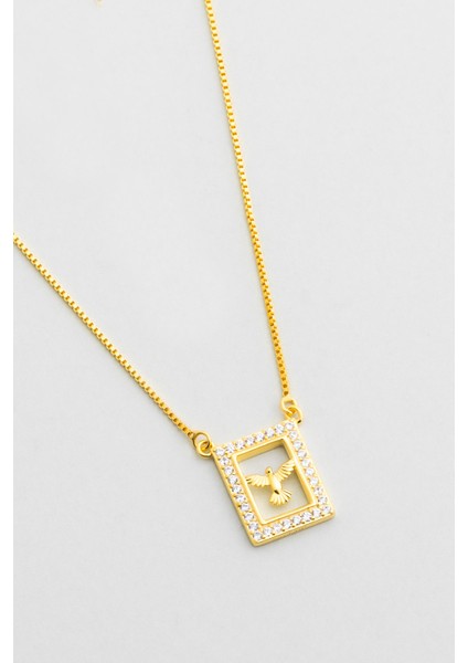 Anka Kuşu 18 Ayar Sarı Altın Kaplama 45 cm Gümüş Minimal Kolye indirimleri