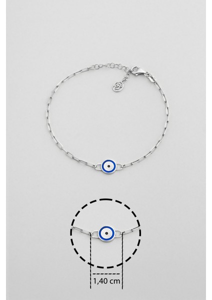 Osiris'in Gözü Çift Taraflı 18 Ayar Beyaz Altın Kaplama 19 cm Gümüş Nazar Bileklik modelleri