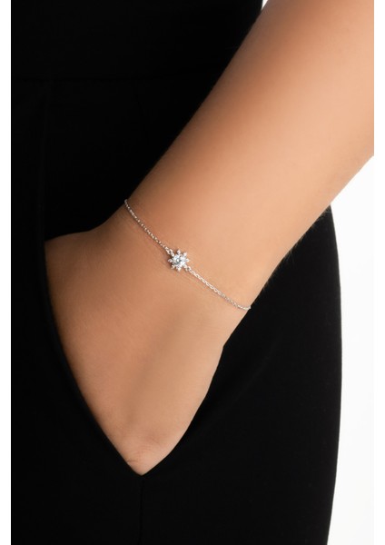 Sonsuzluk Çiçeği 18 Ayar Beyaz Altın Kaplama 19 cm Gümüş Bileklik fiyatları