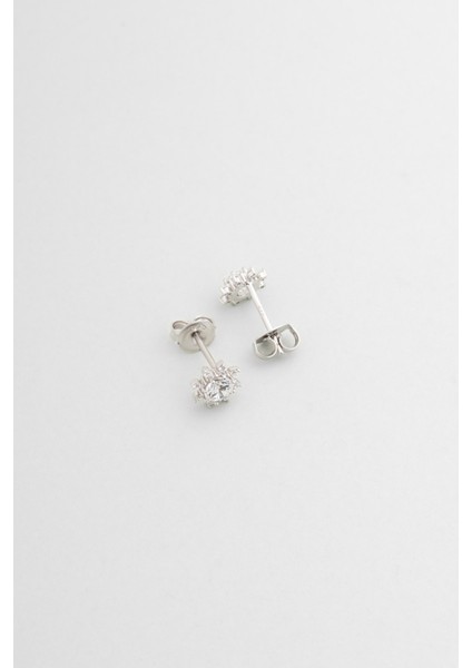 Sonsuzluk Çiçeği 18 Ayar Beyaz Altın Kaplama Gümüş Küpe