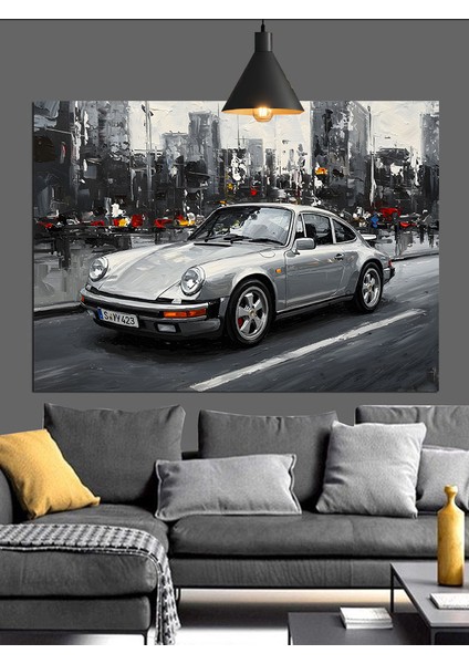 Modern Spor Araba Şehirde Dekoratif Kanvas - Mdf Ahşap Tablo fiyatları