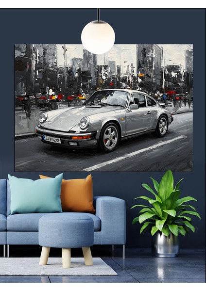 Modern Spor Araba Şehirde Dekoratif Kanvas - Mdf Ahşap Tablo indirimleri