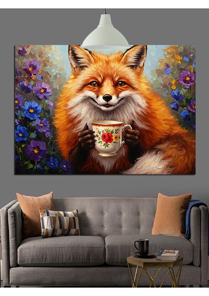 Çiçekler Içinde Tilki Portresi Dekoratif Kanvas - Mdf Ahşap Tablo fiyatları