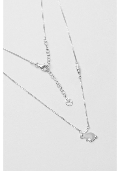 Little Rabbit 18 Ayar Beyaz Altın Kaplama 47 cm Gümüş Minimal Kolye