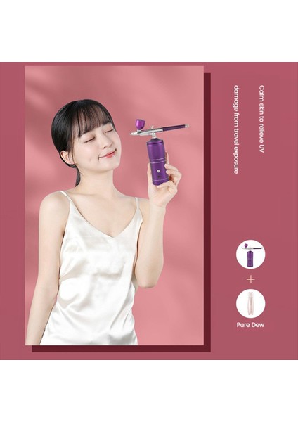 Airbrush Kiti Kompresör Handlı Şarj Edilebilir Tırnak Için Airbrush Boyama Model Makyaj Kek Dekor (Yurt Dışından)