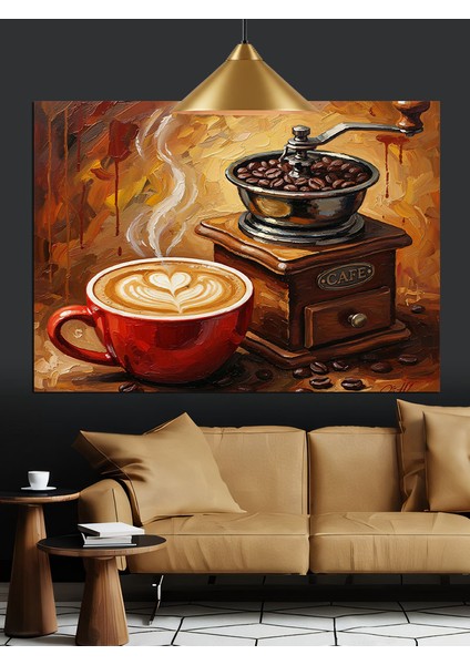 Kahve Fincanı Dumanlı Dekoratif Kanvas - Mdf Ahşap Tablo fiyatları