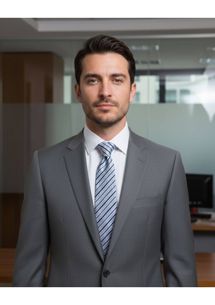 Gri Beyaz Lacivert Çizgili 7,5 cm Genişliğinde Ipek Kravat fırsatları