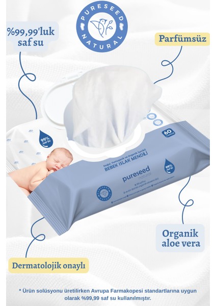 Organik Içerikli Bebek Islak Havlusu %99 Saf Su - 24X60 fırsatları