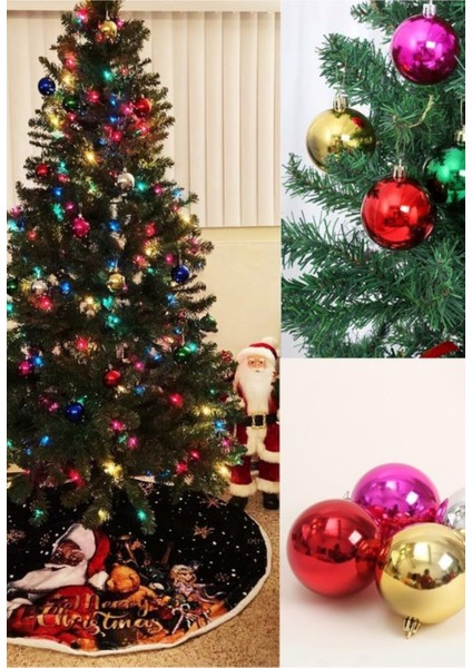 Renkli Parlak Şık 6’lı Yılbaşı Çam Ağacı Topları Süsleri 4 Cm noel Çam Ağacı Süsü ev ve Ofis Dekoru fiyatları