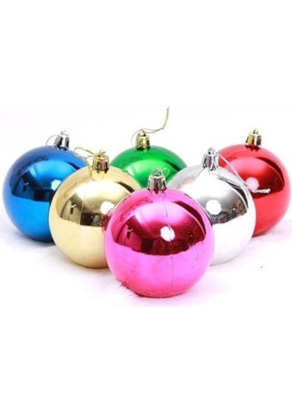 Renkli Parlak Şık 6’lı Yılbaşı Çam Ağacı Topları Süsleri 4 Cm noel Çam Ağacı Süsü ev ve Ofis Dekoru modelleri