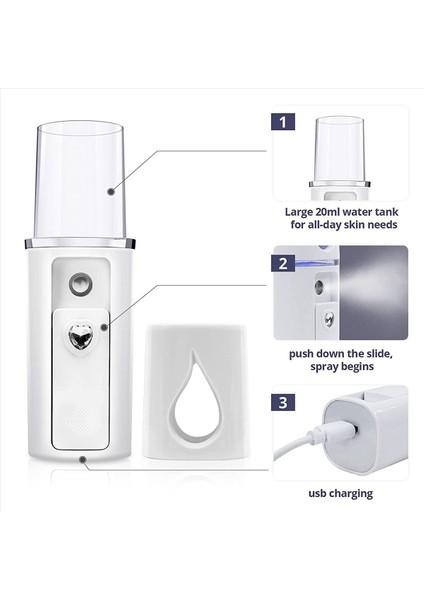 10X Taşınabilir Nano Yüz Mister Mini Yüz Vapur Atomizasyon Ayna Beyaz ile Uzantılar (Yurt Dışından) fiyatları