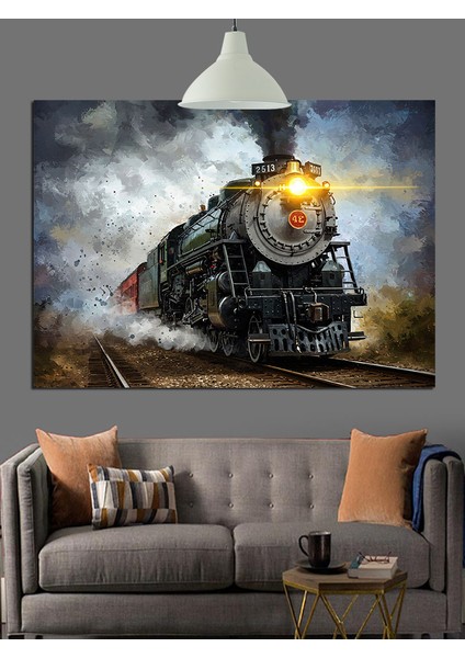 Klasik Buharlı Siyah Tren Dekoratif Kanvas - Mdf Ahşap Tablo modelleri