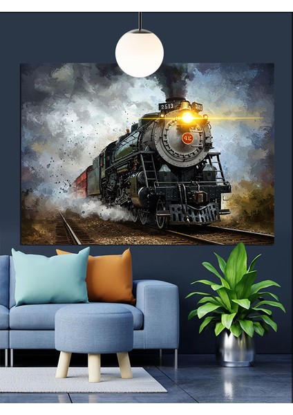 Klasik Buharlı Siyah Tren Dekoratif Kanvas - Mdf Ahşap Tablo indirimleri