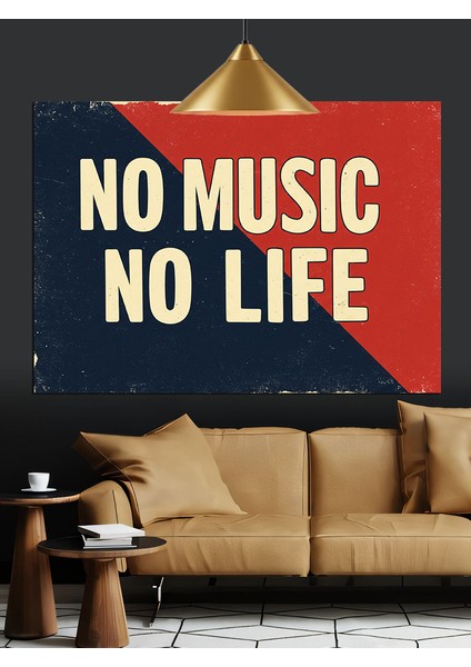 "müzik Yok Hayat Yok" Slogan Dekoratif Kanvas - Mdf Ahşap Tablo