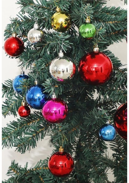 Renkli Parlak Şık 6’lı Yılbaşı Çam Ağacı Topları Süsleri 4 Cm noel Çam Ağacı Süsü ev ve Ofis Dekoru indirimleri