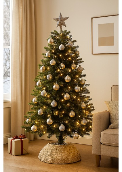 Noel Çam Ağacı Süsü 12’li Parlak simli Gümüş Top Süsler Yılbaşı Çam Ağacı Süsleri 4 cm Ev Ofis Dekor