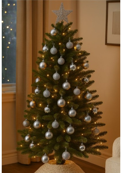 Noel Çam Ağacı Süsü 12’li Parlak simli Gümüş Top Süsler Yılbaşı Çam Ağacı Süsleri 4 cm Ev Ofis Dekor fiyatları