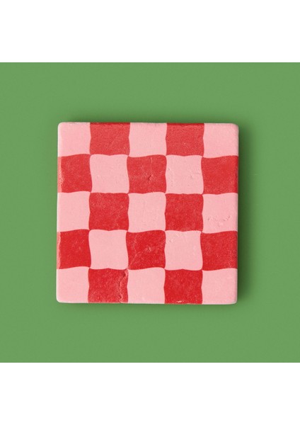 Kitchen Damalı Bardak Altlığı - Renkli - 10 cm