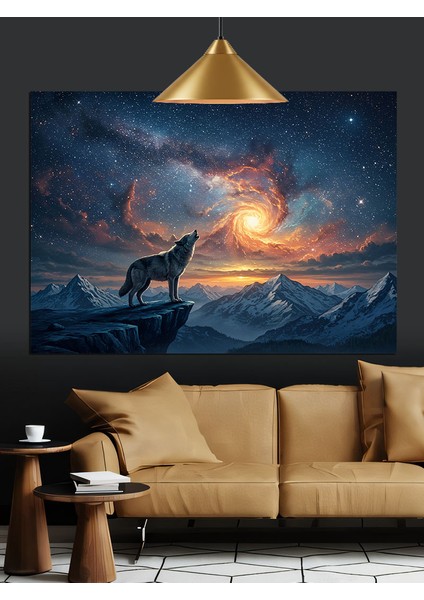 Dolunayda Uluyan Kurt Silüeti Dekoratif Kanvas - Mdf Ahşap Tablo modelleri
