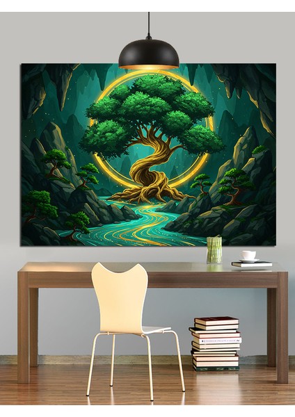Parlak Hayat Ağacı Orman Dekoratif Kanvas - Mdf Ahşap Tablo modelleri