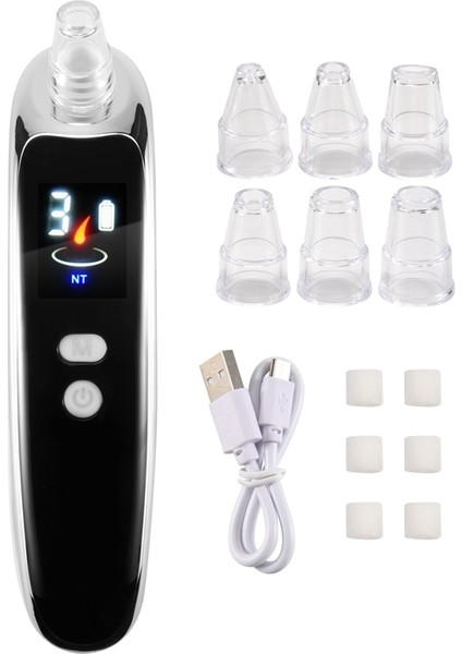 Yüz Burun Akne Siyah Dot Sivil Siyah Head Sökücü Elektrikli Siyah Kafa Elektrikli Temizleyici Gözenek Cilt Bakım Araçları Makine 6 Başlı (Yurt Dışından)