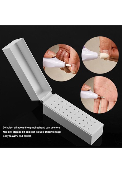 3x Tırnak Matkap Bitleri Tutucu Toz Geçirmez Stand Ekran Konteyneri 30 Delik Manikür Araçları Akrilik Kılıf Manikür Araçları (Yurt Dışından) fırsatları