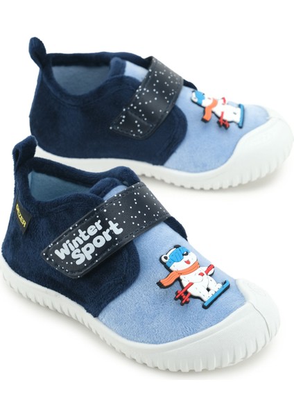 Erkek Çocuk Kışlık Pvc Rahat Taban Tek Cırt Cırtlı Ayarlanabilir Kemer Ev Okul Kreş Panduf Ayakkabı