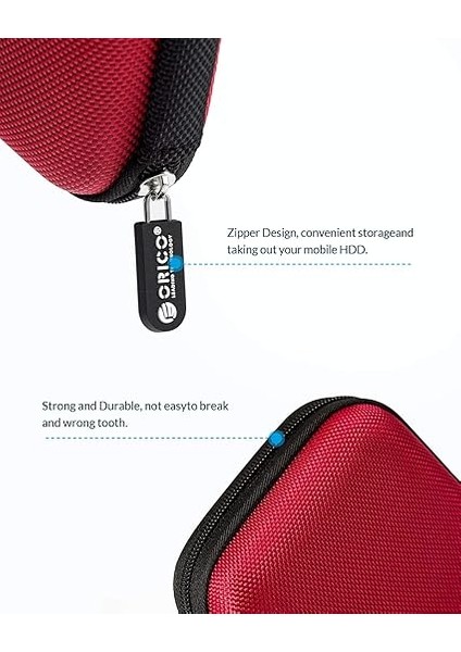 2.5 Inç Taşınabilir Su Geçirmez SSD HDD Sabit Disk Koruma Çantası, Phd-25 (Kırmızı) indirimleri