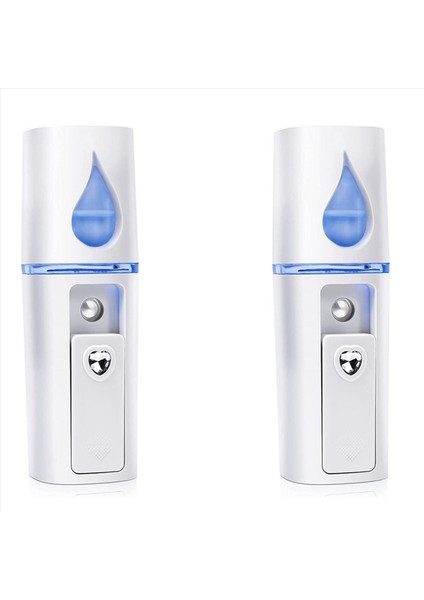 2x Taşınabilir Nano Yüz Mister Mini Yüz Vapur Atomizasyon Ayna Beyaz ile Uzantılar (Yurt Dışından)