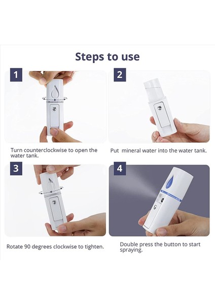 2x Taşınabilir Nano Yüz Mister Mini Yüz Vapur Atomizasyon Ayna Beyaz ile Uzantılar (Yurt Dışından) fırsatları