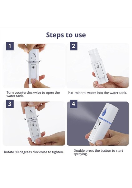 4x Taşınabilir Nano Yüz Mister Mini Yüz Vapur Atomizasyon Ayna Beyaz ile Uzantılar (Yurt Dışından) modelleri