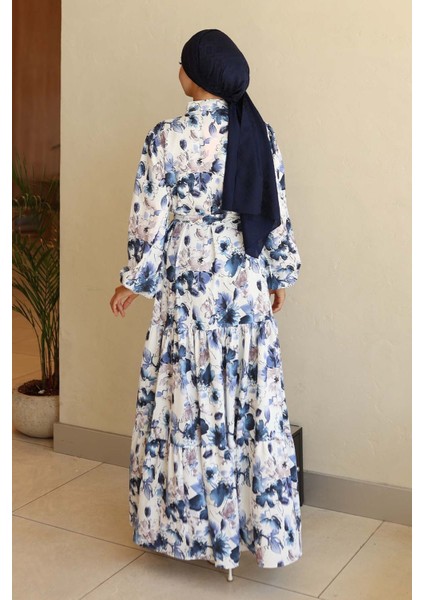 Kadın Bdart Düğmeli ve Kuşak Detaylı Bisiklet Yaka Maxi Elbise Lacivert indirimleri